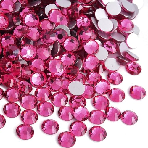 Image of 2880pcs Glass Flatback Rhinestones for Nail Art Crafts, Multi-Size Round Crystal Gems for DIY Decoration 2-4.8mm SS6-20 Rose