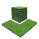 Majestick Goods Interlocking Artificial Turf Grass Deck Tiles 8 Pack -12x12 Fake Grass Snap Flooring -Easy Install Outdoor Tiles for Patio, Balcony, Porch, Backyard, Garden, Pool Area & Indoor Spaces