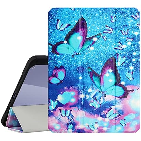 CIAOYE for iPad Mini 6 2021 Case with Pencil Holder, 8.3 inch Mini Smart Case Auto Sleep/Wake & Support Touch ID, Trifold Stand Slim Protective Cover for iPad Mini 6th Generation, Blue Butterfly Cover