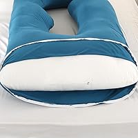 Vista 5 de Almohada de embarazo en forma de J, almohada corporal completa de 59 pulgadas con funda de jersey fácil de quitar y lavar, apoya la espalda