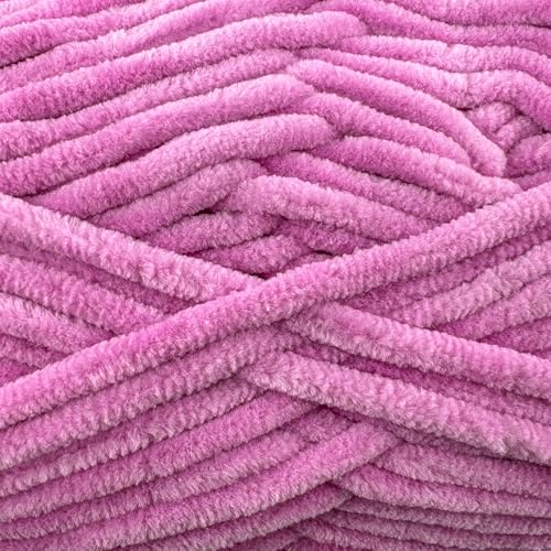 Image of Cuddly Velvet Chenille Yarn, Super Soft Fluffy Bulky for Knitting Crocheting Crafting Blanket Amigurumi, Durable for Shedding, 100 Gram (3.53 Ounces) 109 Yards (100 Meters) (Charm Pink)
