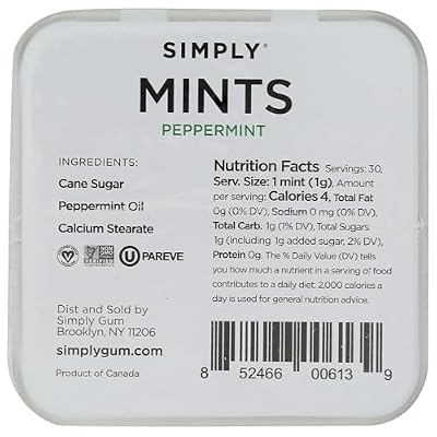 SIMPLY Mints | Peppermint Breath Mints | Pack of One (30 Pieces Total) | Breath Freshening + Aspartame-Free + Vegan + non-GMO