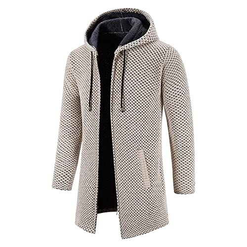 Generisch Trench d'été pour homme, fermeture éclair, cardigan chaud, manteau en tricot, pour la cérémonie de jeunesse, beige, L