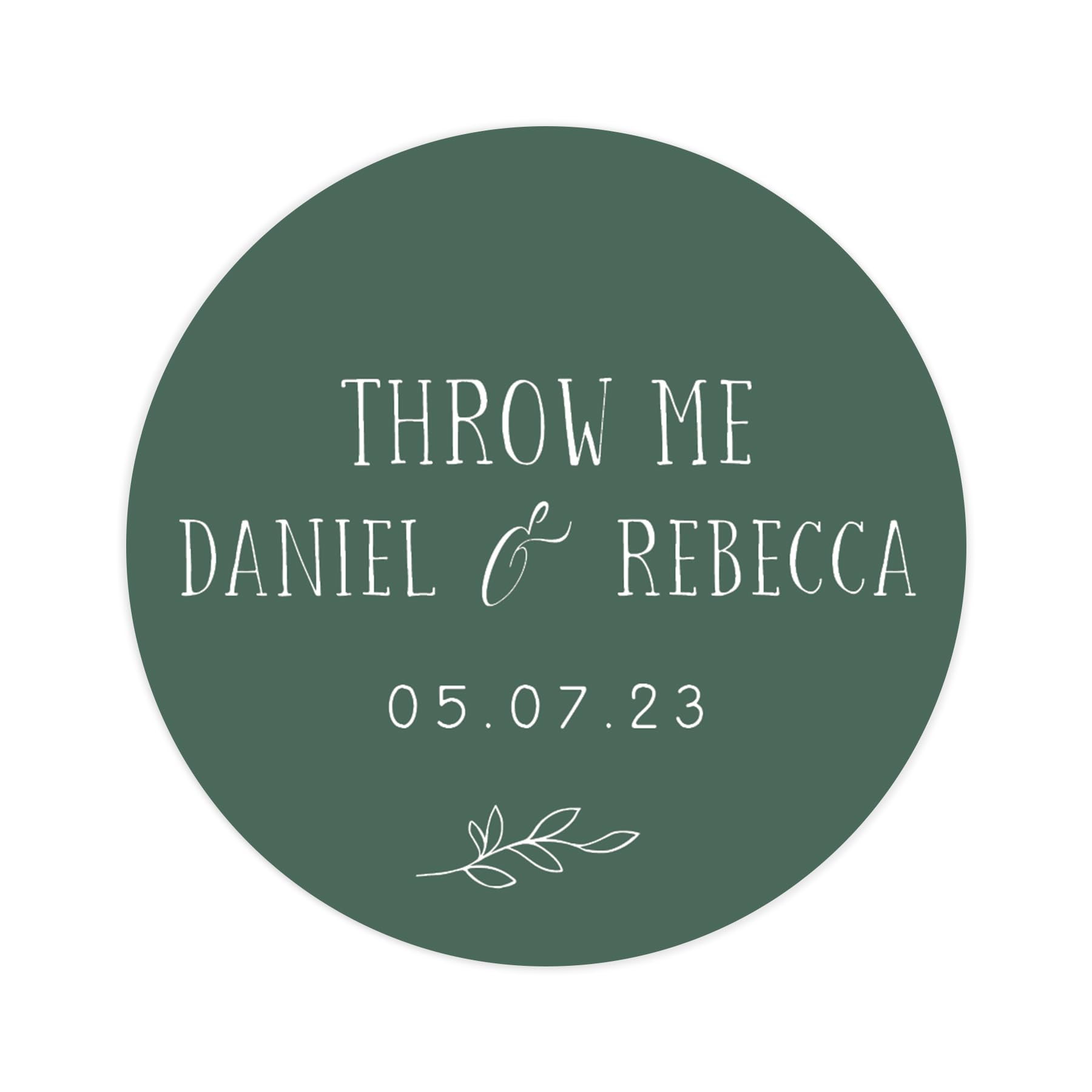 Personalised Throw me Confetti Wedding Stickers | 12 Colour Choice Round Circle Wedding Labels | Favor Sticker | Weddings Favors Thank You Stickers | 35 Round Stickers (Emerald (Dark Green))
