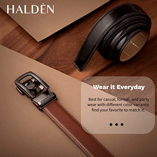 THEO Belts For Men (Adjustable Fits Up to 44 Inch Waist) Ratchet Straps, Unique Magnetic Auto-lock Buckle Branded Belts For Men Leather Original, Light Brown Belt & Rose Gold Matt Buckle, Free3