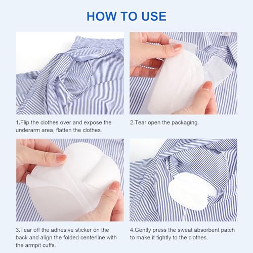 Large Armpit Sweat Pads, Underarm Sweat Pads for Women and Men [100 PCS], Disposable Underarm Dress Shields/Guards, Comfortable, Non Visible, Enhanced Anti Sweat Protection - Thumbnail 7
