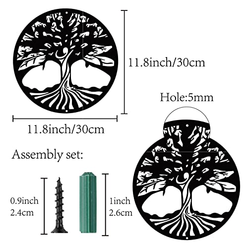 Creatcabin Metal Wall Art Tree Of Life Decor Wall Hanging Plaques Ornaments Iron Wall Art Sculpture Sign For Indoor Outdoor Home Living Room Kitchen Garden Office Decoration Gift Black 11.8Inch #TOP1