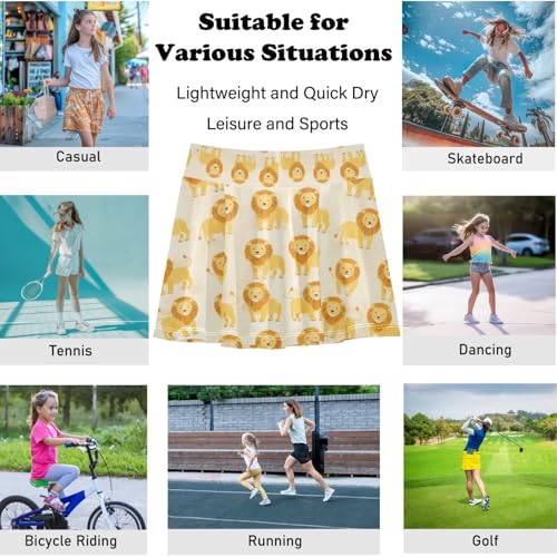 visesunny Girls Flowy Pleated Skirt Childish Lion Pattern Tennis Golf Fashion Short Skorts for Casual Dance Outfit4