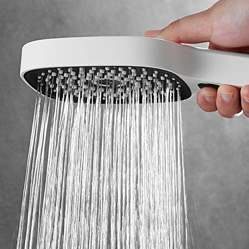 Robinet de bain avec douchette à main mitigeur mural blanc en laiton - 6