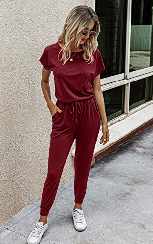 image for Angashion Women's Jumpsuits - Crewneck One Off Shoulder Short Sleeve E