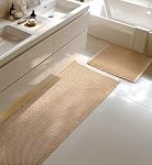 Large Waffle Bathroom Mat Set of 2, Non Slip Bath Mat Set, Ultra Absorbent Brown Bath Mats for Bathroom Decor, Soft Bathroom Rugs Sets, Washable Bathroom Floor Mat, 20"×47" and 16"×24" Washroom Mat