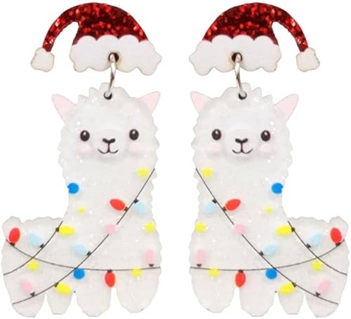 Aretes de Navidad acrílicos lindos de Papá Noel, árbol de Navidad, pan de jengibre, dinosaurio, cactus, aretes de regalo de Navidad para mujeres y