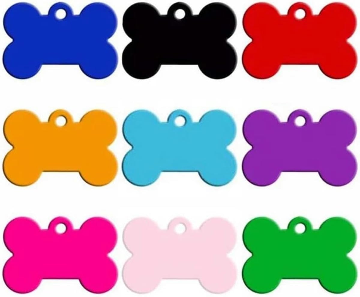 100 piezas de placa de identificación de perro en albo, placa de identificación de hueso de mascota grabada personalizada, placa de identificación de dirección de número de teléfono de perro y gato,