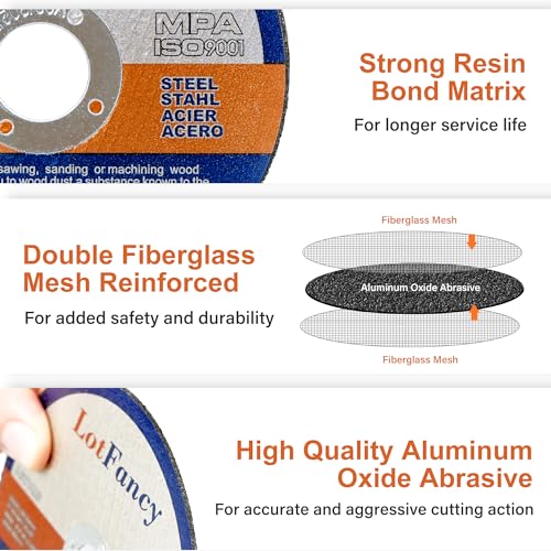 image for LotFancy Cut Off Wheels 4 1/2 inch, 10 Angle Grinder Cutting Disc, Cut