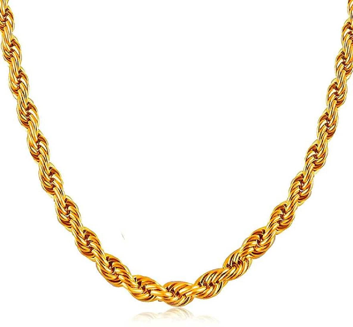 lva creations Gold plated neck chain necklace mala For Men women unisex Fashion Jewellery Pure Stainless Steel Metal daily Long Platinum 24 inch 1 gram Golden Necklace hip hop Silver Neck Chains Gold Chain-picture-20