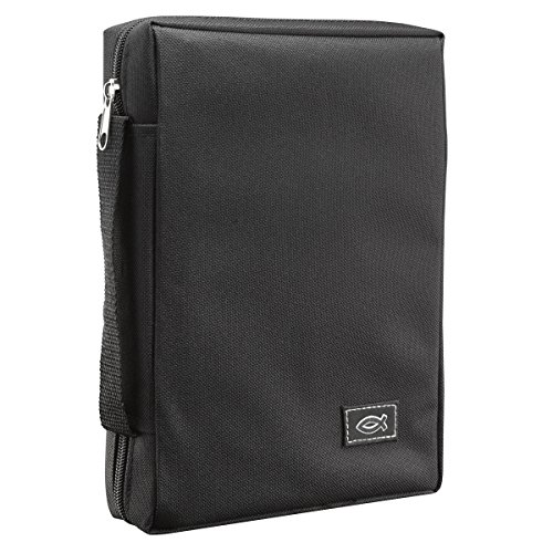 Image of Poly-Canvas Bible / Book Cover w /Fish Applique (Medium, Black)