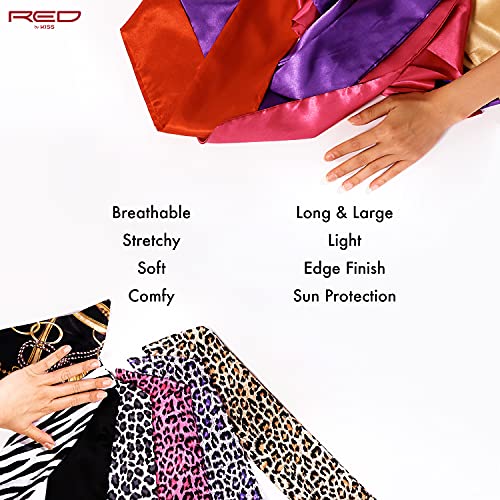 Red by Kiss Edge Laying Scarf Wrap for Hair Edge Silky Satin Scarf 4 PACK4