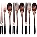 Yueser 9 Piezas Juego Cubiertos Madera Japoneses,Juego de Palillos de Cuchara de Tenedor Madera Natural para Camping Cocina al Aire Libre