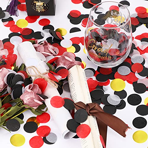 Image of TecUnite Black White Red Gold Confetti Round Tissue Paper Table Confetti Dots for Wedding Birthday Party Decoration Arts Craft DIY Scrapbooking, 1.76 oz (2.5 cm)