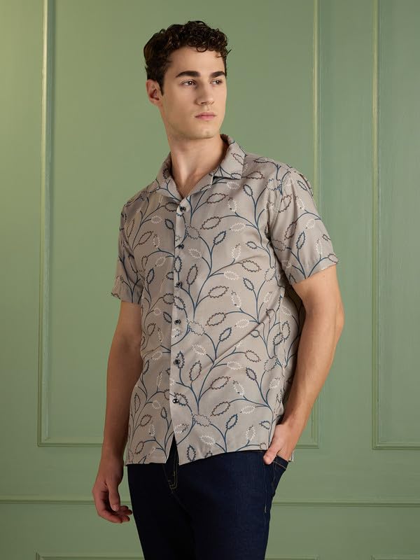 Image of MARK & ALBERT Mens Half Sleeves Printed Shirt