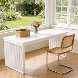 Doppel-Schreibtisch Computertisch Bürotisch Arbeitstisch, großer weißer Schreibtisch für 2 Personen mit 2,5 cm dicker MDF-Platte & Metallrahmen, 180x60x76 cm, stabiler Zwei-Personen-Schreibtisch