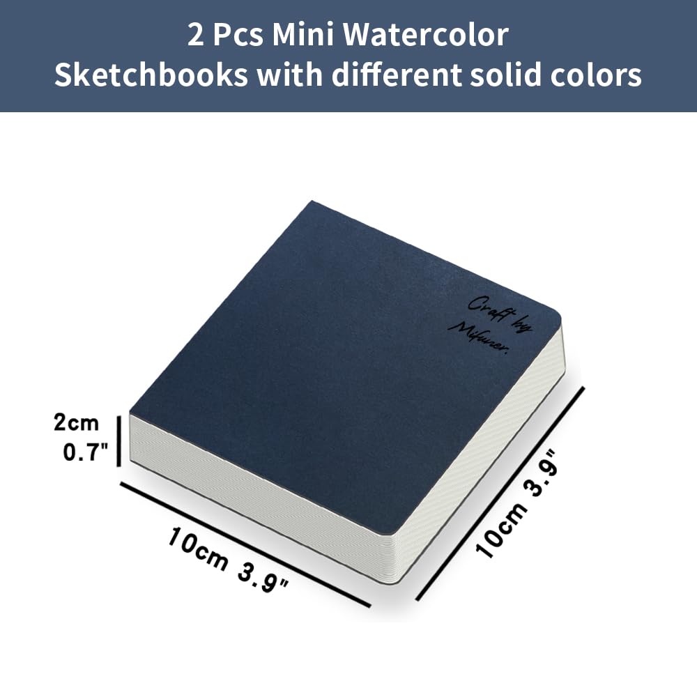 2 szt., kwadratowe, 3,9 x 3,9, 300 g/m², przenośny, akwarelowy pamiętnik, 60 szt., 30 arkuszy z teksturami, rozmiar podróżny, dla kaligrafa, akwarela, szkicownik, akwarela, papierowy, notatnik, czarny