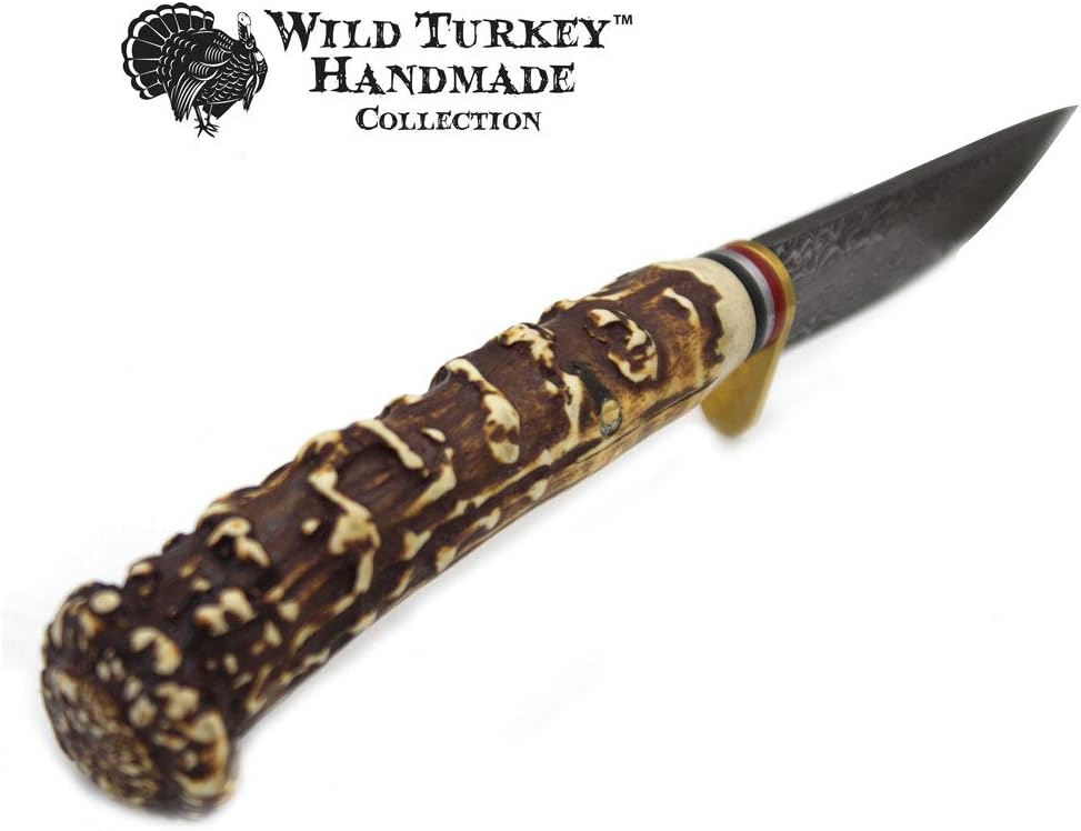 Wild Turkey Handmade Collection Fixed Blade Faux Handle Hunting Knife w/Leather Sheath Included (5106)