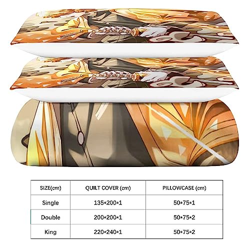 Housse de couette Zenitsu microfibre douce anti-plis à fermeture éclair pour lit double
