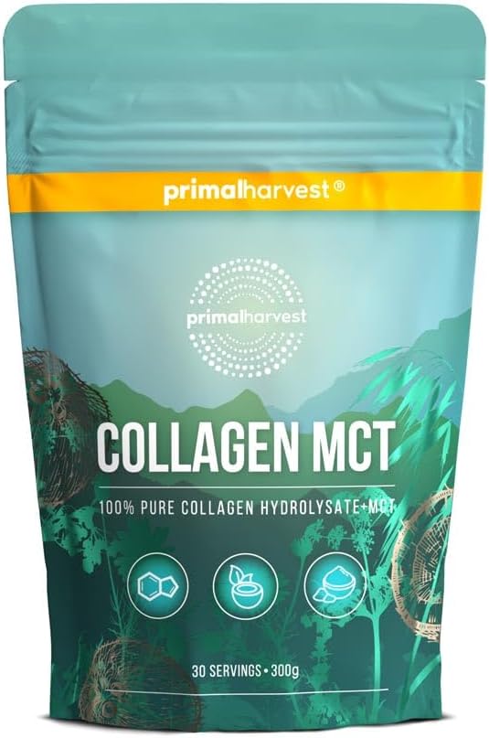 Primal Collagen by Primal Harvest - Powder Supplement with Types I & III Peptides to Help Improve Hair, Nails & Joints, for Men & Women,1 Pack: 30 Servings (30 Servings (1 Pack), MCT)