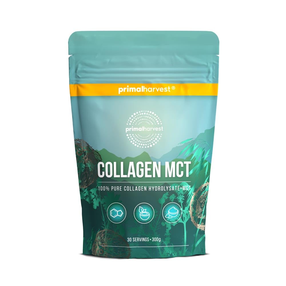 Primal Harvest Collagen MCT - Powder Supplement with Types I & III Peptides to Help Improve Hair, Nails & Joints, for Men & Women,1 Pack: 30 Servings