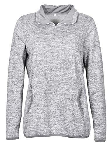 Artfish Women's Women Quarter Zip Casual Pullovers Fall Shirts Sweaters Sweatshirts With Pockets Grey S #TOP3