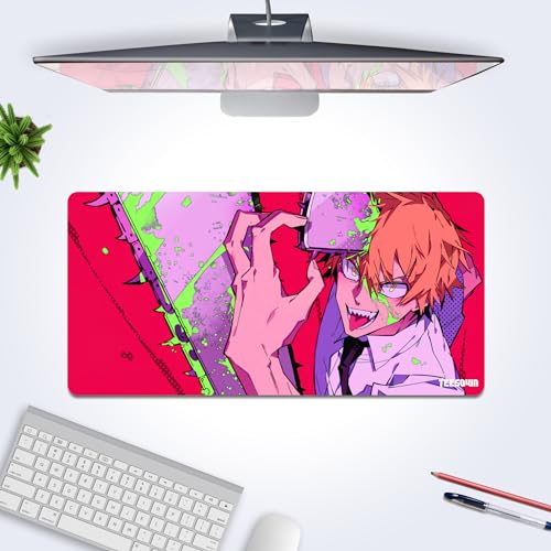 Image of Chainsaw Man Denji Anime Large Extended Mouse Pad for Laptop Desktop PC Gaming Desk Mat Rubber Base Desk Pad (11 x 23 in)