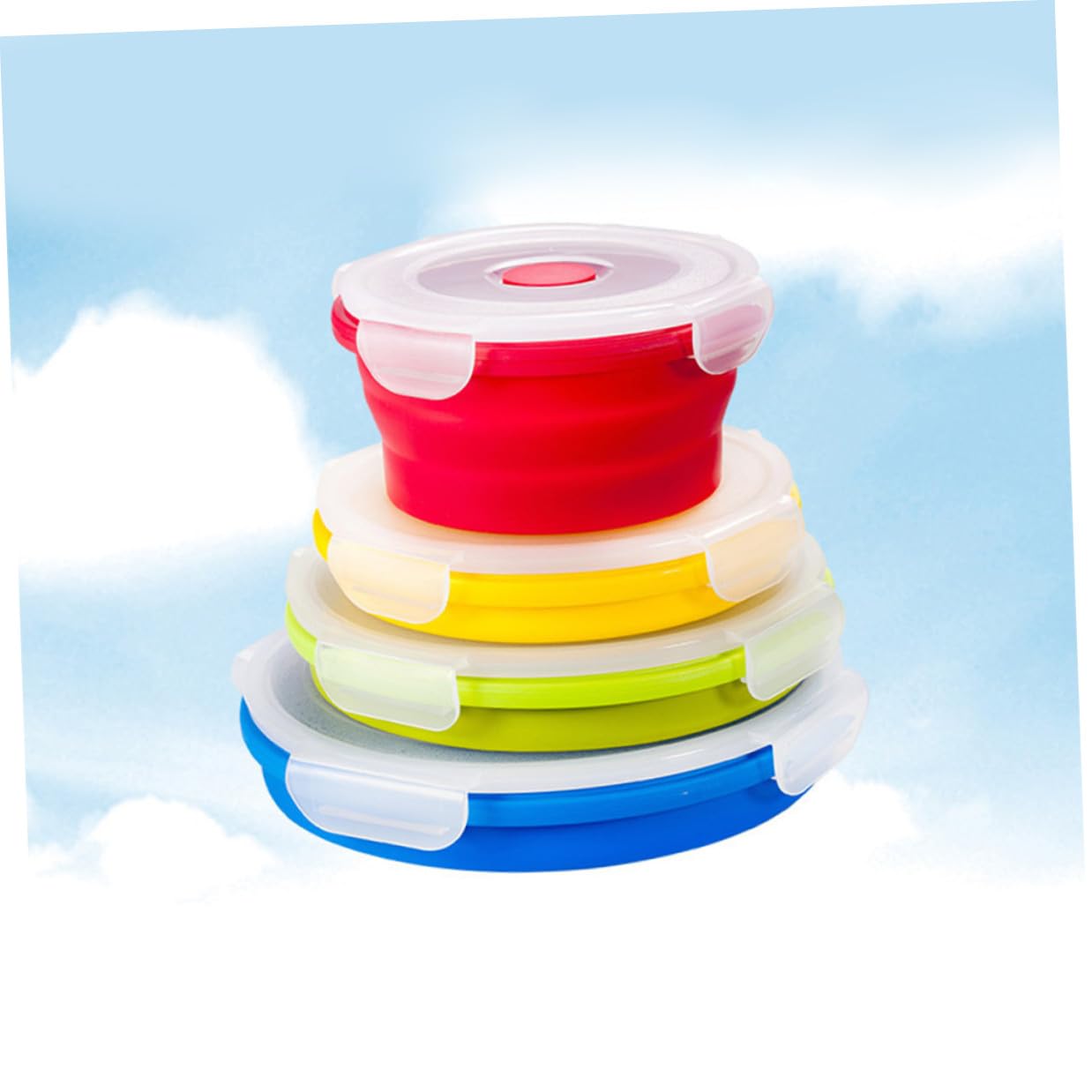 Contenitori Alimentari in Silicone 4 Pezzi, Lunch Box Pieghevoli Salvaspazio da 400ml a 1200ml, Resistenti al Microonde per Picnic e Campeggio Colore Casuale