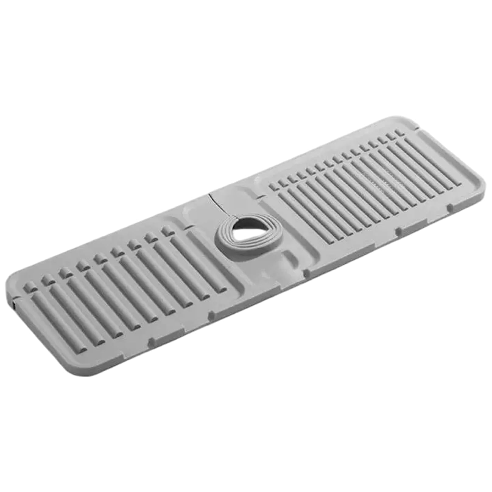 Uanqfegy Sink Splash Guard - Silicone Faucet Mat with Drainage, Customizable Countertop Protector for Backsplash, Dish Soap and Sponge Holder, Grey