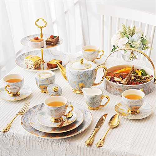 Gretd Elegant Afternoon Tea Set Ceramic Coffee Cup Set Coffee Cup Saucer Set Tea Cup Teapot Set Coffee Utensils (Color : A, Size : As The Picture Shows) #TOP4