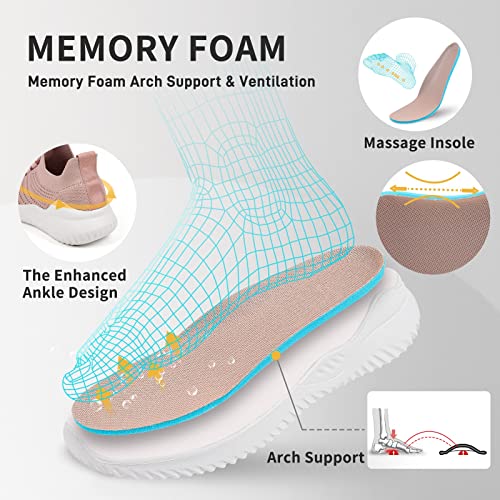 JIAFO Women's Walking Shoes, Slip on Tennis Shoes Women, Non Slip Shoes Sneakers, Casual Athletic Running Lightweight Breathable Mesh Knit3