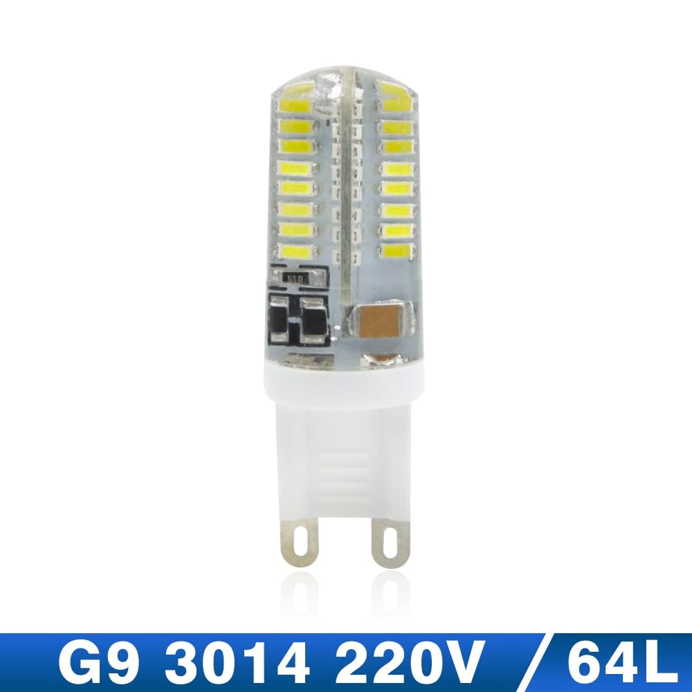 10 Uds G9 lámpara LED 220V Bombilla Led 7W 9W 10W SMD 2835 3014 48 64 104leds LED ángulo de Haz de 360 ​​Grados Bombilla de Foco Led (Color : Cold White, Size : G9 220V 3014 64L)