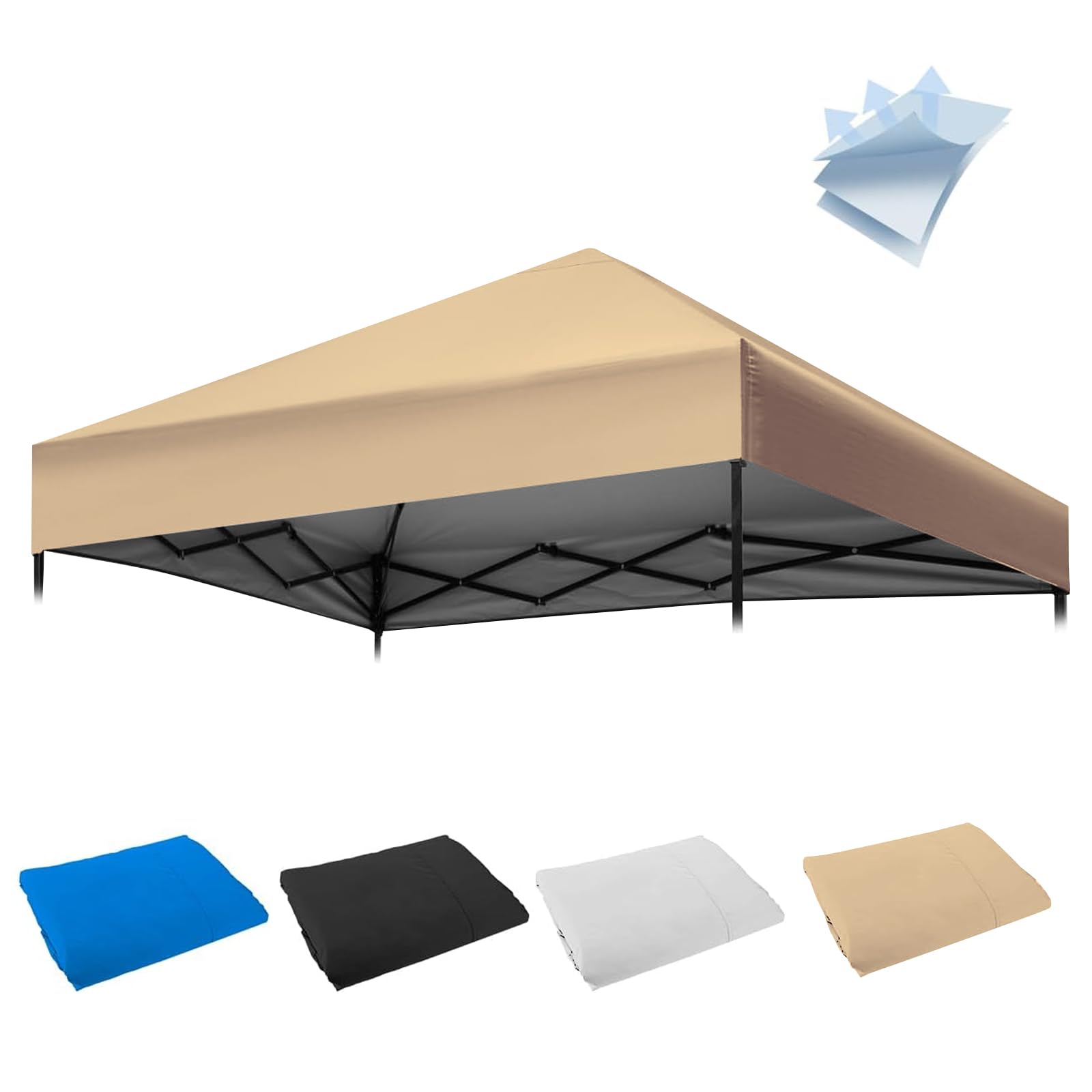 Photo 1 of 10×10FT Canopy Tent Replacement Top, Instant Pop Up Canopy Straight Leg Replacement Cover for Outdoor Garden Picnic, Camping (Beige)