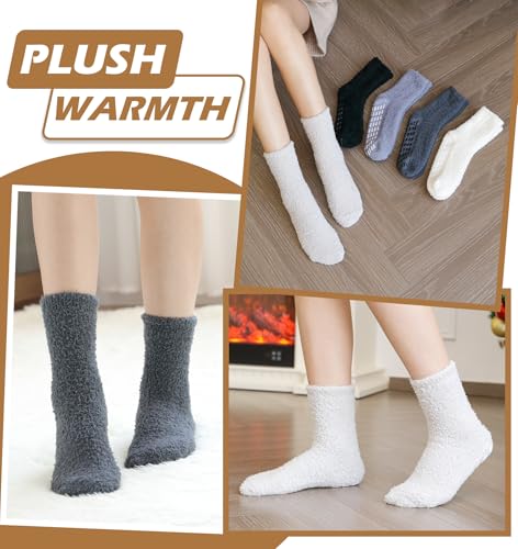 Bevigorio Non Slip Slipper Socks for Women Hospital Fuzzy Socks with Grips Cozy Grippy Winter Warm Gifts4