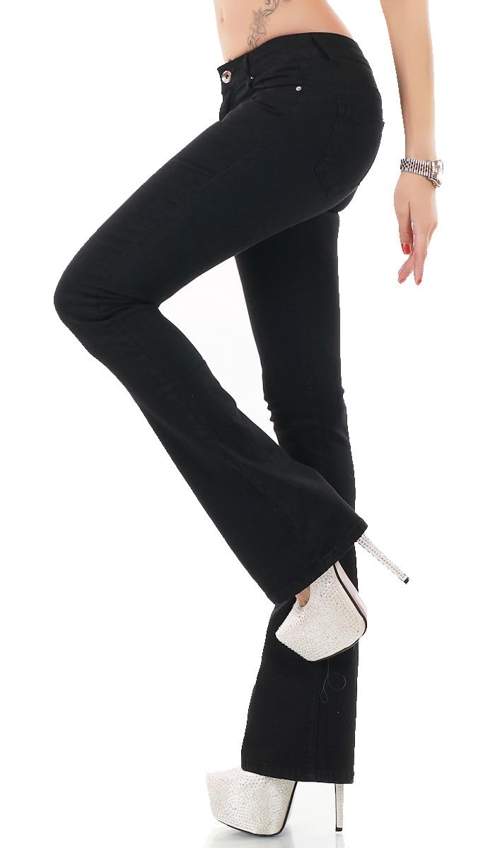 J1310 - Pantalones vaqueros para mujer, ajustados, elásticos, efecto push up, color negro