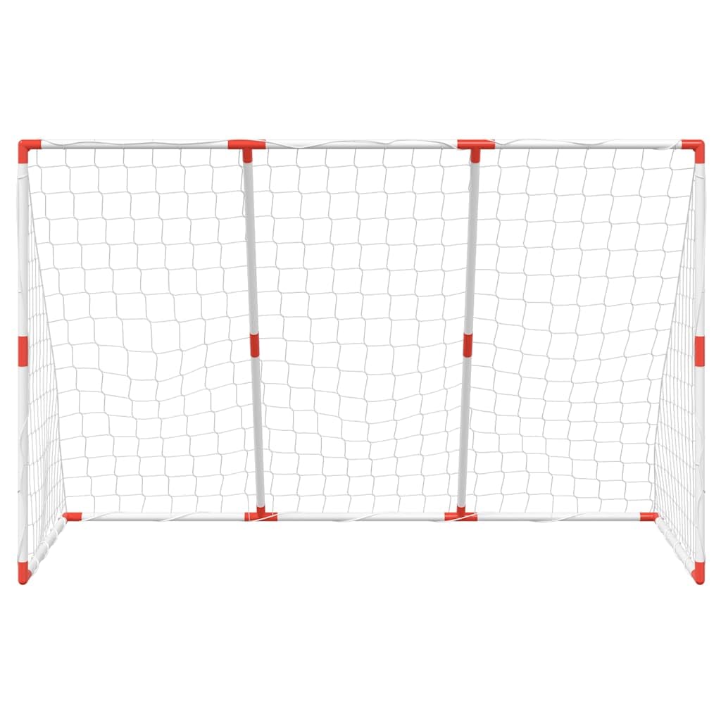 Set porta da calcio 2 in 1, 184 x 64 x 124 cm, bianco | Include pompa e palla, per interni ed esterni, facile da montare, salvaspazio