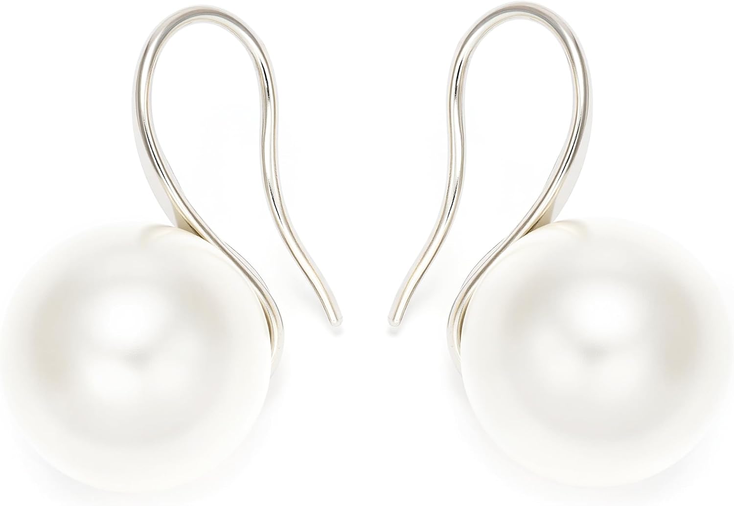 Pearl Earrings for Women 18K Gold Plated Huggie Hoop Earrings with Pearls AAAA+ Elegant Leverback Dangle Pearl Earrings Handpicked Hypoallergenic Drop Stud Earrings