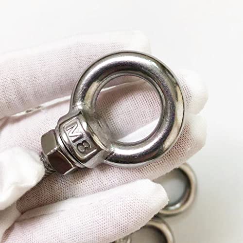 Image of M8 Shoulder Eye Bolt, 4pack Stainless Steel Eye Bolts 5 /16 inch Heavy Duty Screw Bolt Accessories Include Nuts and Washer(Thread Length 50mm)