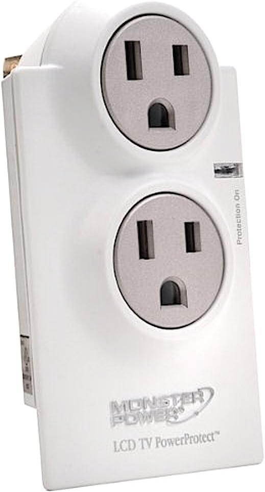 Monster Cable Flatscreen Power Protect 200 Powerstrip 1100 Joule 2 Outlet Clamshell