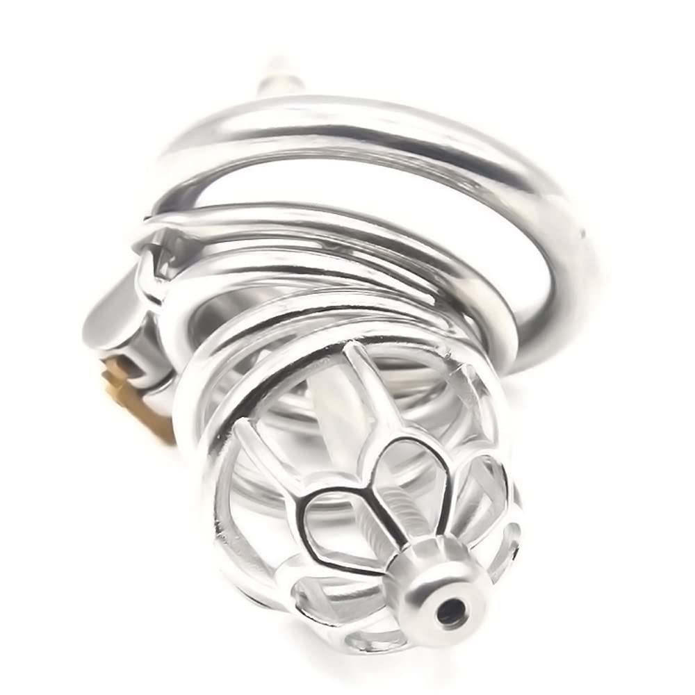 Bondage Masters Chastity Cage Medical Grade Stainless Steel, Urethral Tube, Removable Pain Ring, 45 mm Back-Ring