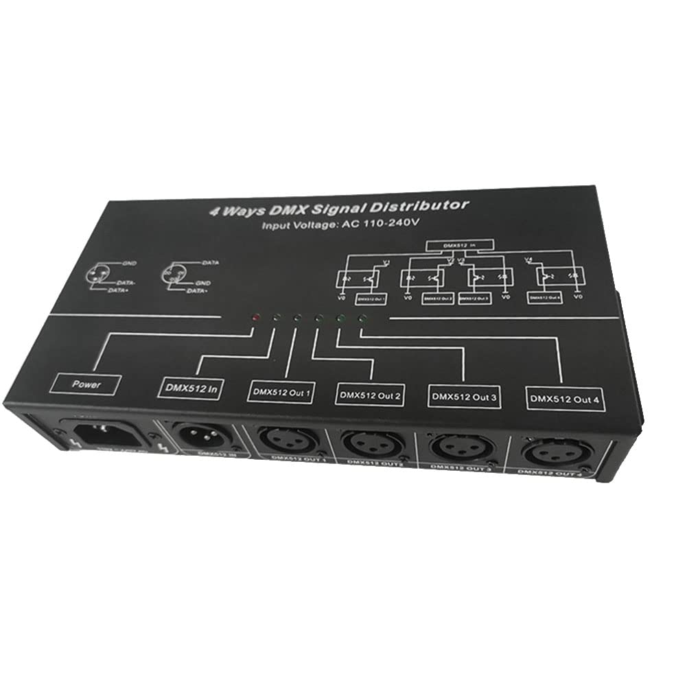 DMX512 Amplificador Divisor DMX512 Repetidor de Señal 1CH DMX121 4CH 4 Puertos de Salida Distribuidor de Señal DMX124, AC100V-240V