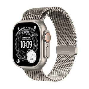 Apple Watch Ultra 3 GPS + Cellular 49mm Premium Running and Multisport Smartwatch with Rugged Natural Titanium Case with Natural Titanium Milanese Loop - Large. Advanced Health and Fitness Tracking
