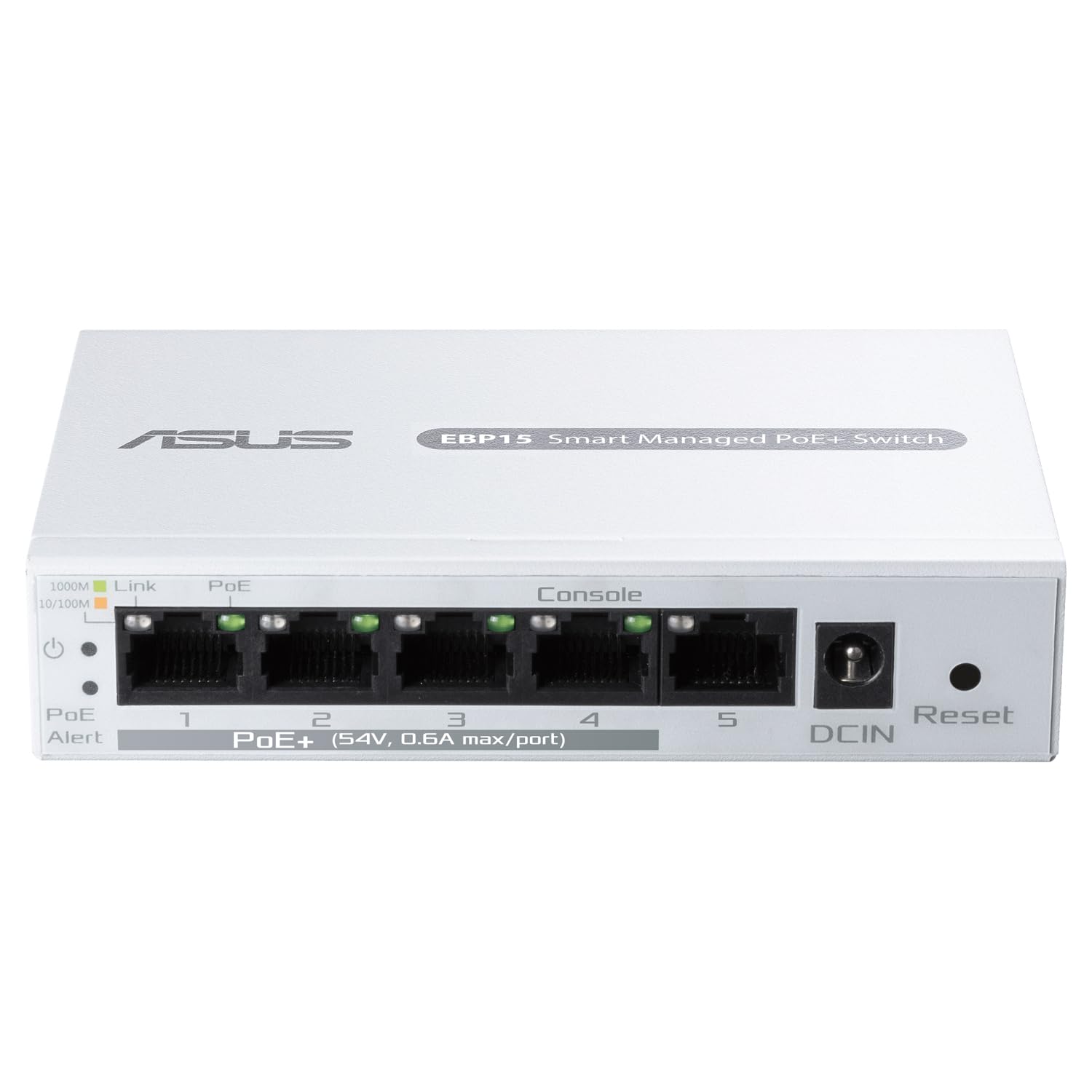 ASUS ExpertWifi EBP15 - Switch PoE+ gestión de 5 Puertos GbE, 4 Puertos PoE+, 60 W, Compatible con Puntos de Acceso PoE, cámaras IP, teléfonos VoIP, gestión centralizada con Router ExpertWiFi