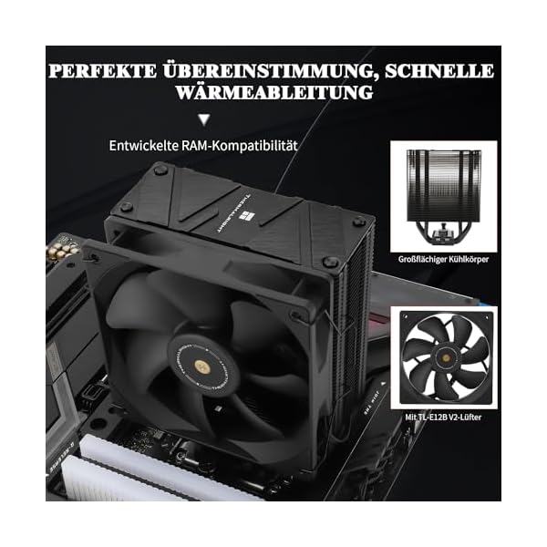 Thermalright Assassin Spirit 120 EVO DARK TL-E12B V2 PWM Enfriador de CPU con tubos de calor 4 x 6 mm, 156 mm de alto, para Intel 1700/1150/1151/1200, AM4 AM5, LGA17XX - Image 4