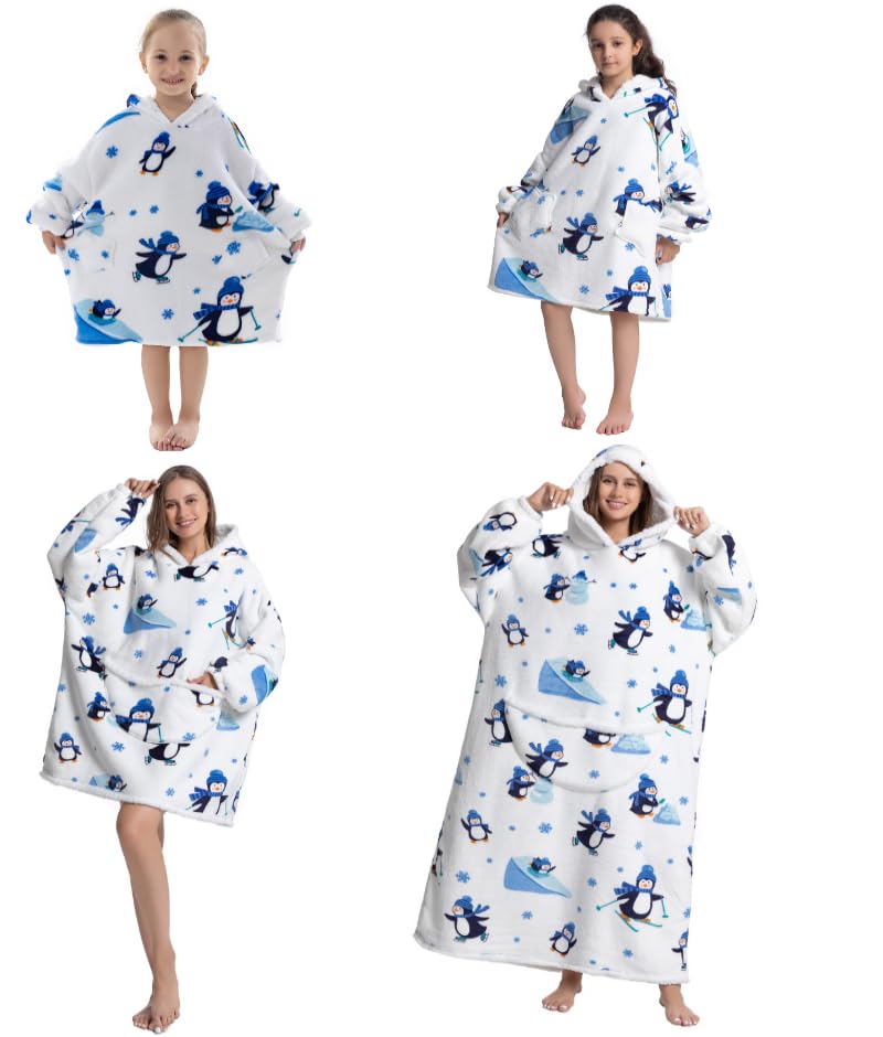 coperta da divano indossabile, poncho lungo unisex in flanella con cappuccio e maniche lunghe, plaid indossabile caldo e morbido